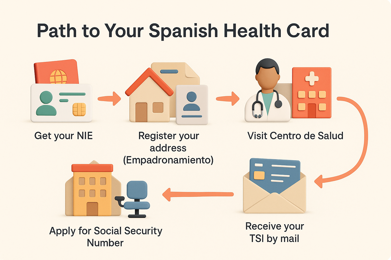 Your path to getting a Spanish health card — five simple steps from NIE to your TSI.